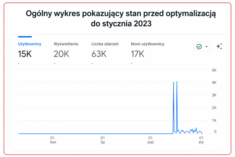 Wykres ogólny przed optymalizacją SEO